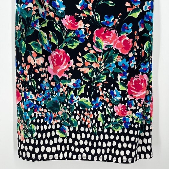 Eliza J Womens Floral Print Shift Dress Size 6 Navy Lined Stretch Half Sleeve - Picture 5 of 16